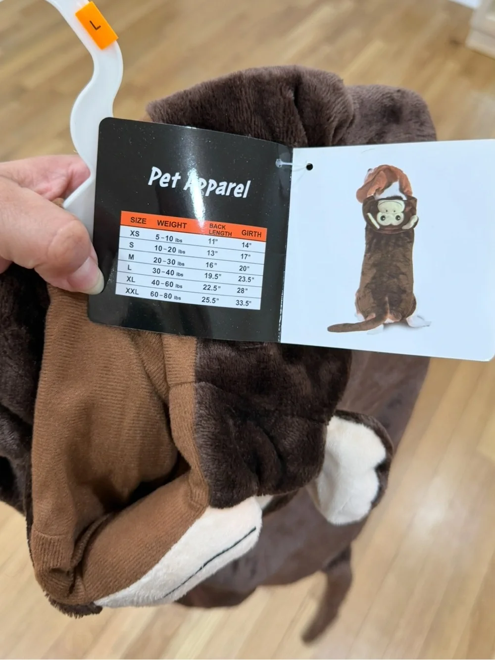 🦋Pet Apparel Brown Plush Monkey Dog Costume Hooded Pet Outfit size-large